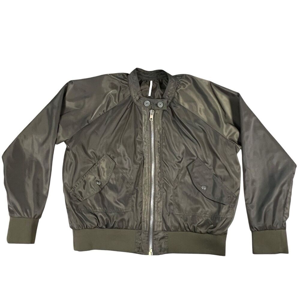 Free People Army Green Olive Military Style Midnight Bomber Jacket Size Medium